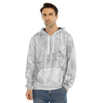 Grey Marble Stone Print Men's Velvet Pullover Hoodie