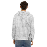 Grey Marble Stone Print Men's Velvet Pullover Hoodie