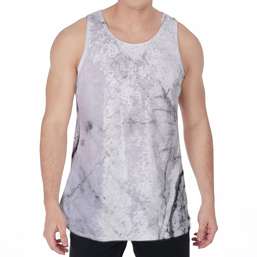 Grey Marble Stone Print Men's Velvet Tank Top