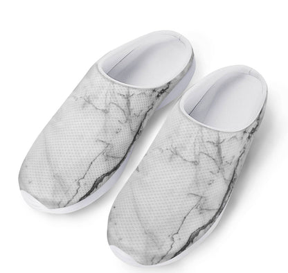 Grey Marble Stone Print Mesh Casual Shoes