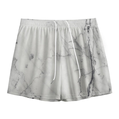 Grey Marble Stone Print Mesh Shorts