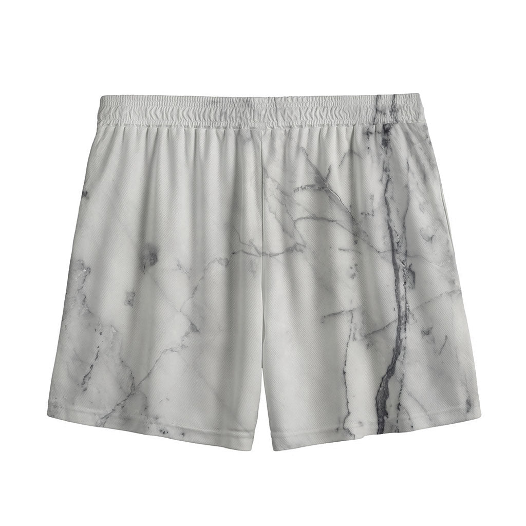 Grey Marble Stone Print Mesh Shorts