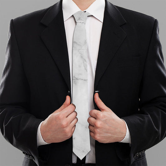 Grey Marble Stone Print Necktie