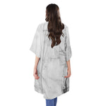 Grey Marble Stone Print Open Front Beach Cover Up