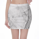 Grey Marble Stone Print Pencil Mini Skirt