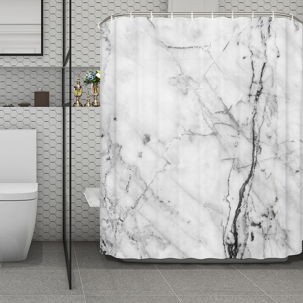 Grey Marble Stone Print Polyester Shower Curtain