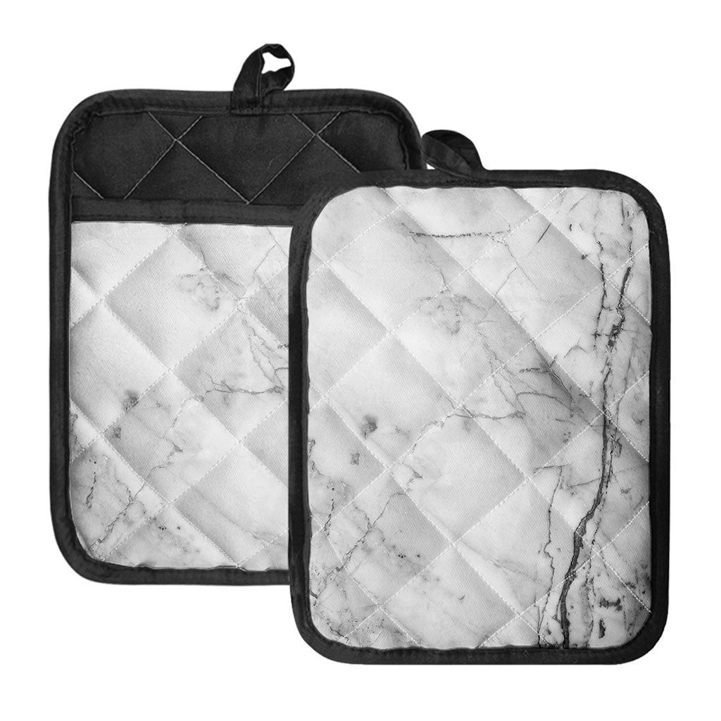 Grey Marble Stone Print Pot Holders With Pocket
