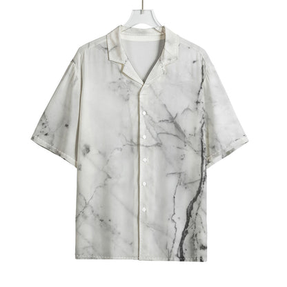 Grey Marble Stone Print Rayon Hawaiian Shirt