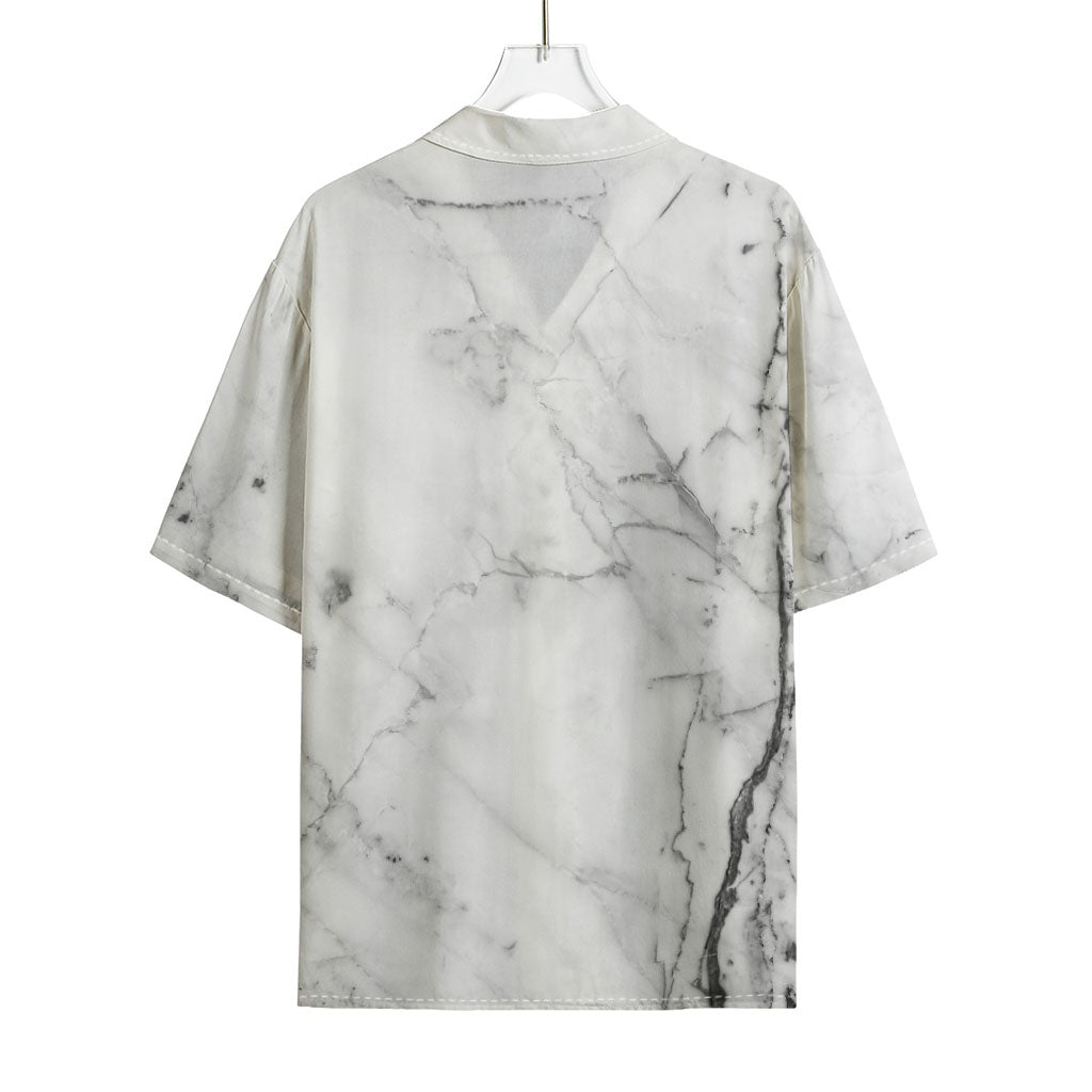 Grey Marble Stone Print Rayon Hawaiian Shirt