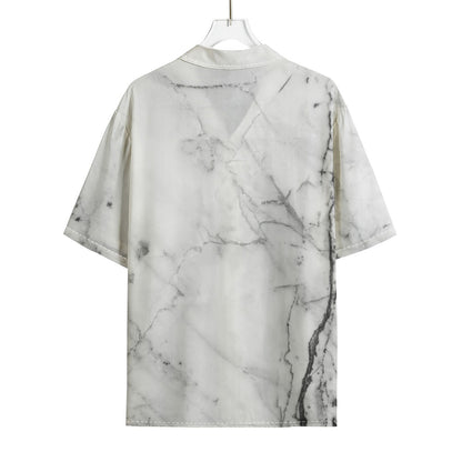 Grey Marble Stone Print Rayon Hawaiian Shirt
