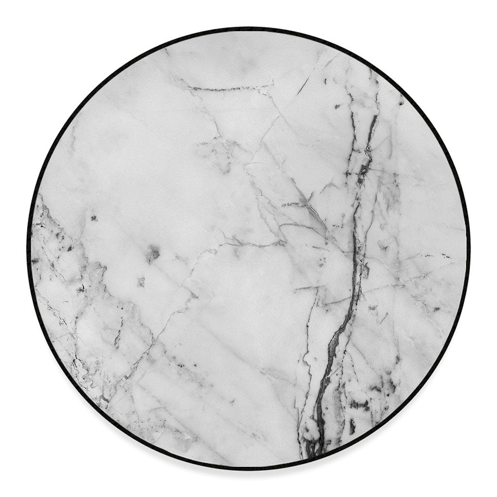 Grey Marble Stone Print Round Floor Mat