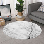 Grey Marble Stone Print Round Rug
