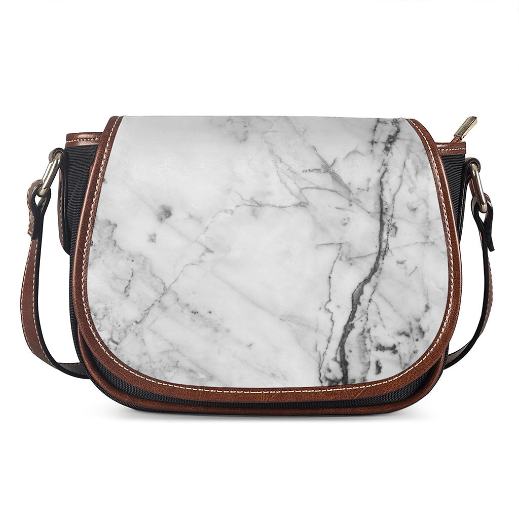 Grey Marble Stone Print Saddle Bag