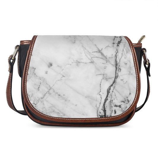 Grey Marble Stone Print Saddle Bag
