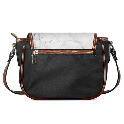Grey Marble Stone Print Saddle Bag