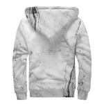 Grey Marble Stone Print Sherpa Lined Zip Up Hoodie