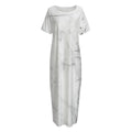 Grey Marble Stone Print Short Sleeve Long Nightdress