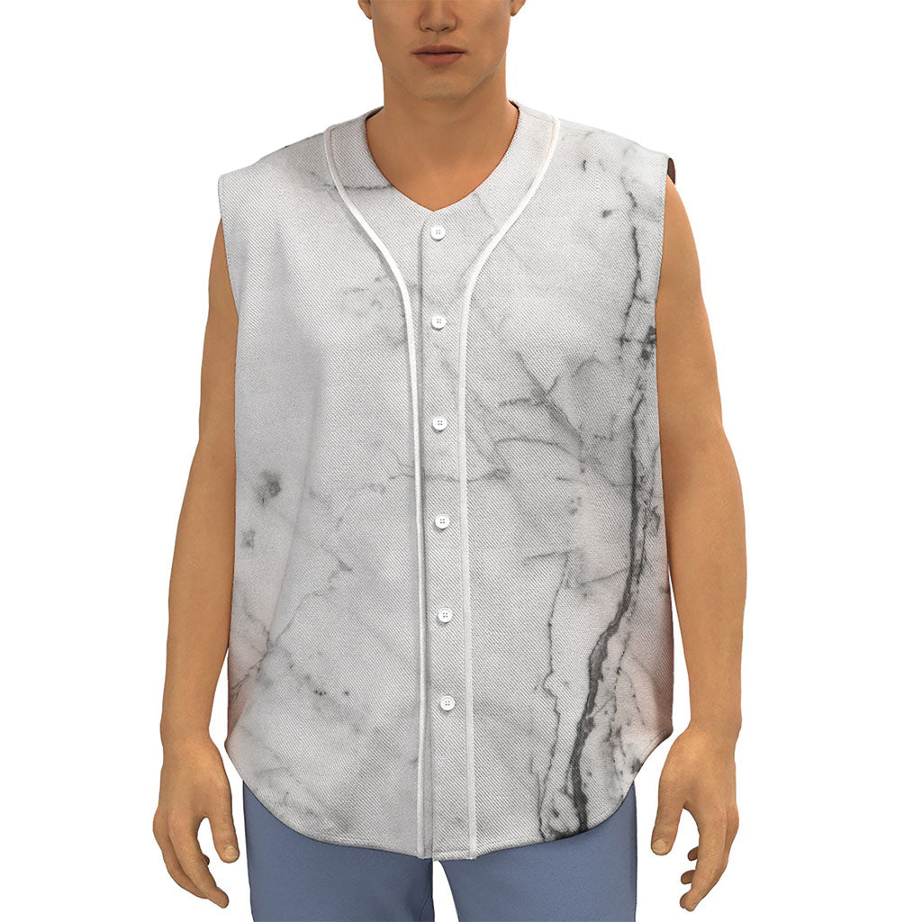Grey Marble Stone Print Sleeveless Baseball Jersey