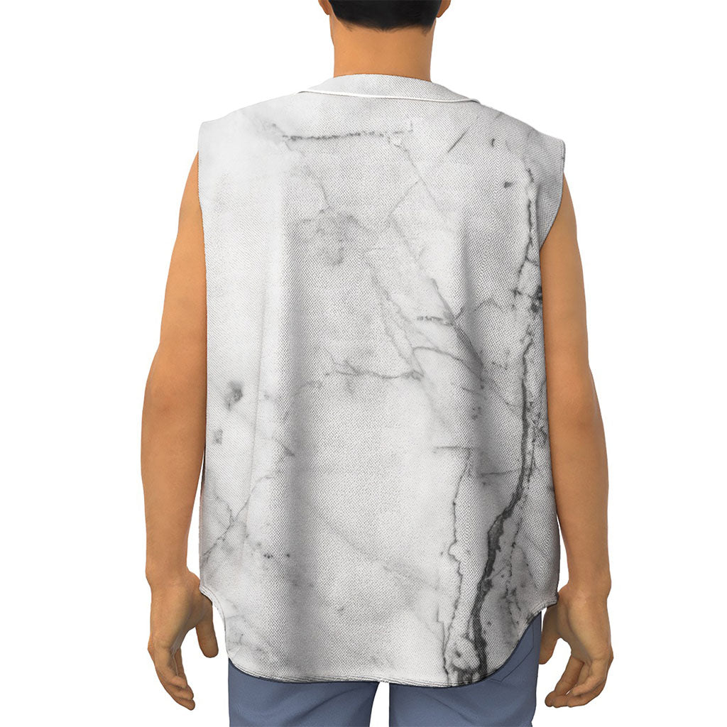 Grey Marble Stone Print Sleeveless Baseball Jersey