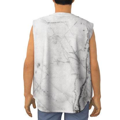 Grey Marble Stone Print Sleeveless Baseball Jersey