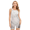 Grey Marble Stone Print Sleeveless One Piece Swimsuit