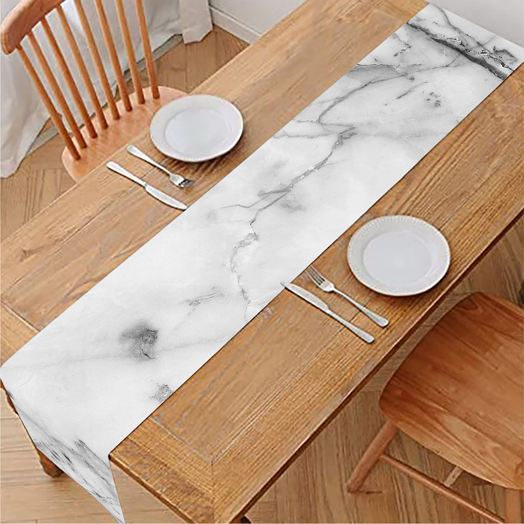 Grey Marble Stone Print Table Runner