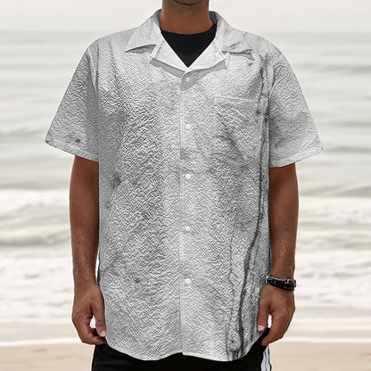 Grey Marble Stone Print Textured Short Sleeve Shirt