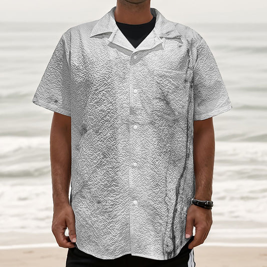 Grey Marble Stone Print Textured Short Sleeve Shirt