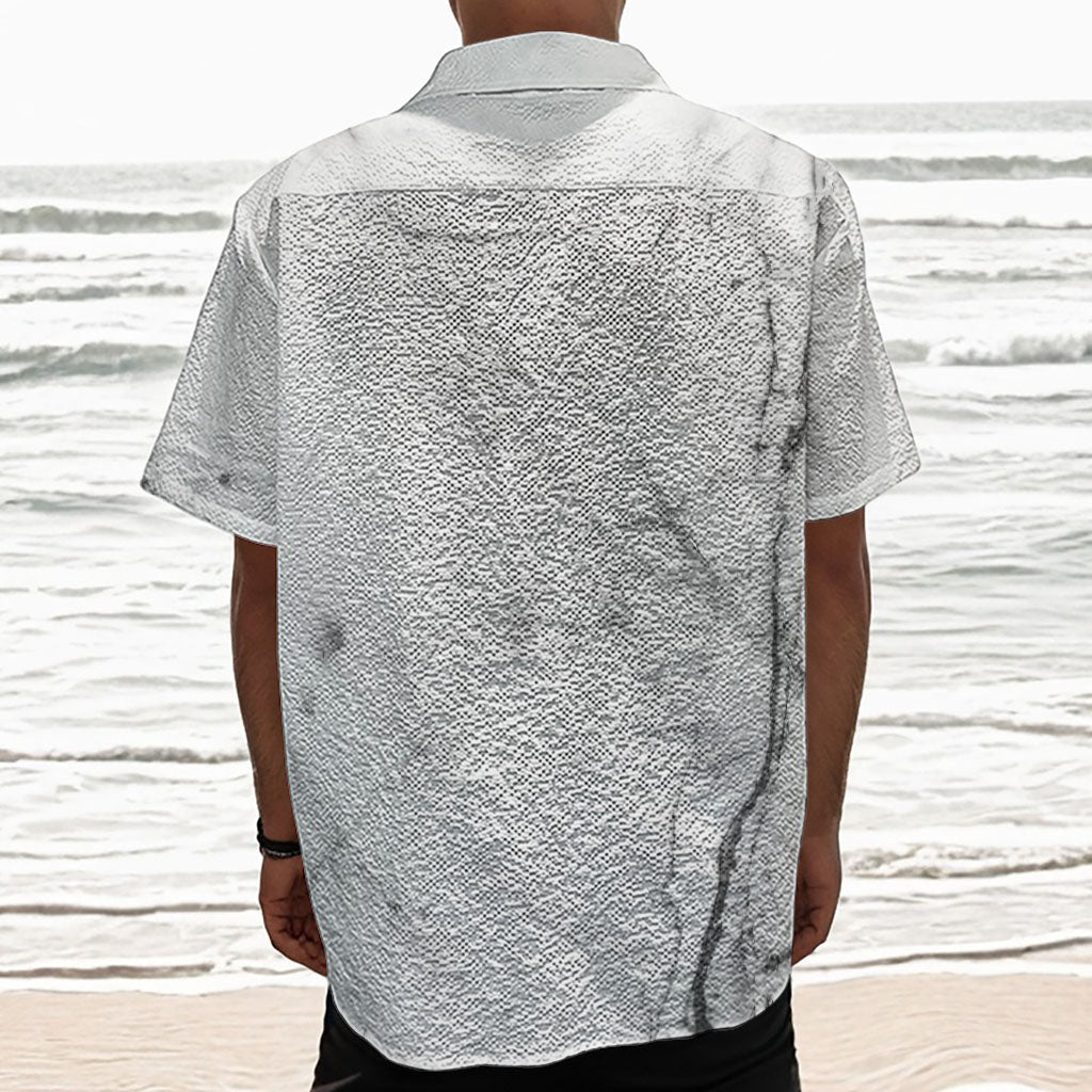 Grey Marble Stone Print Textured Short Sleeve Shirt