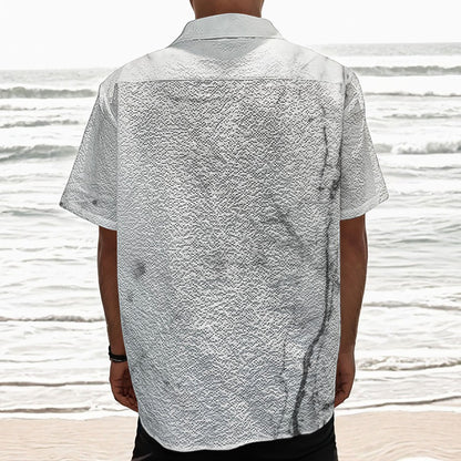Grey Marble Stone Print Textured Short Sleeve Shirt