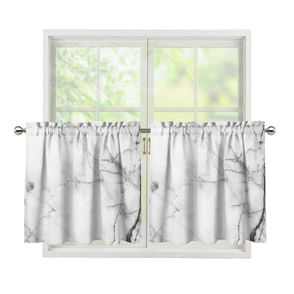 Grey Marble Stone Print Tier Curtains