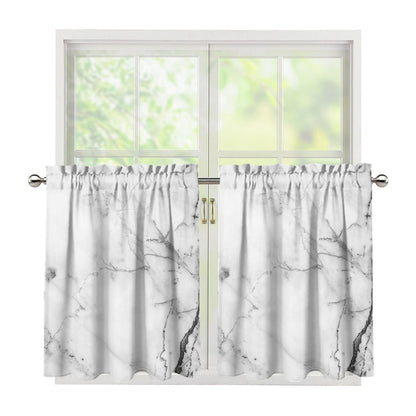 Grey Marble Stone Print Tier Curtains
