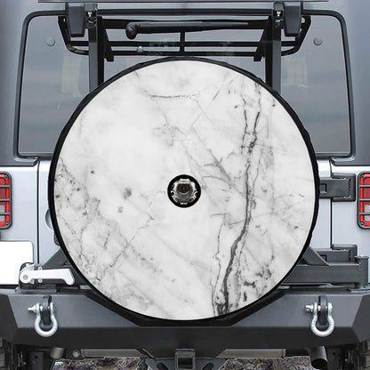 Grey Marble Stone Print Tire Cover With Camera Hole