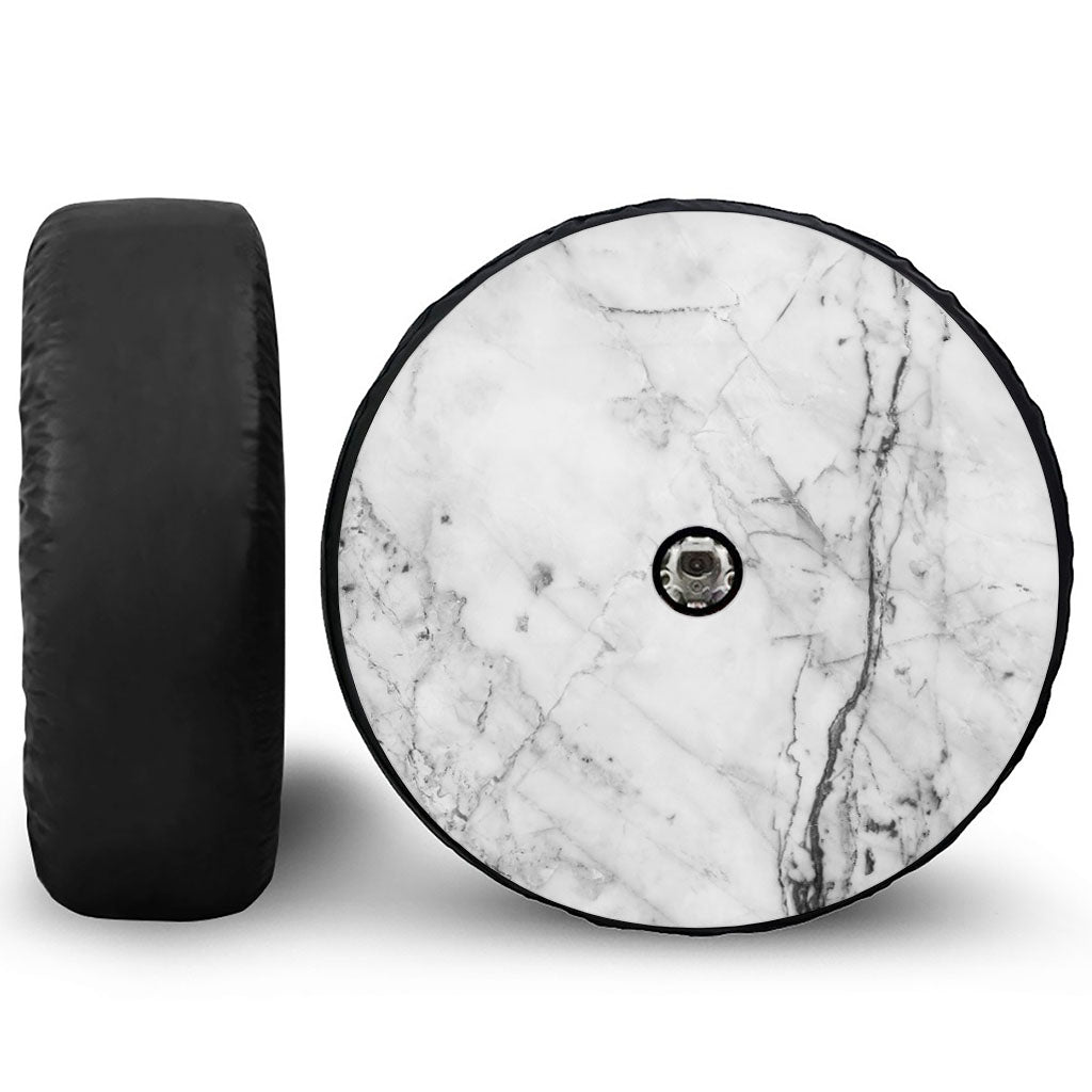 Grey Marble Stone Print Tire Cover With Camera Hole