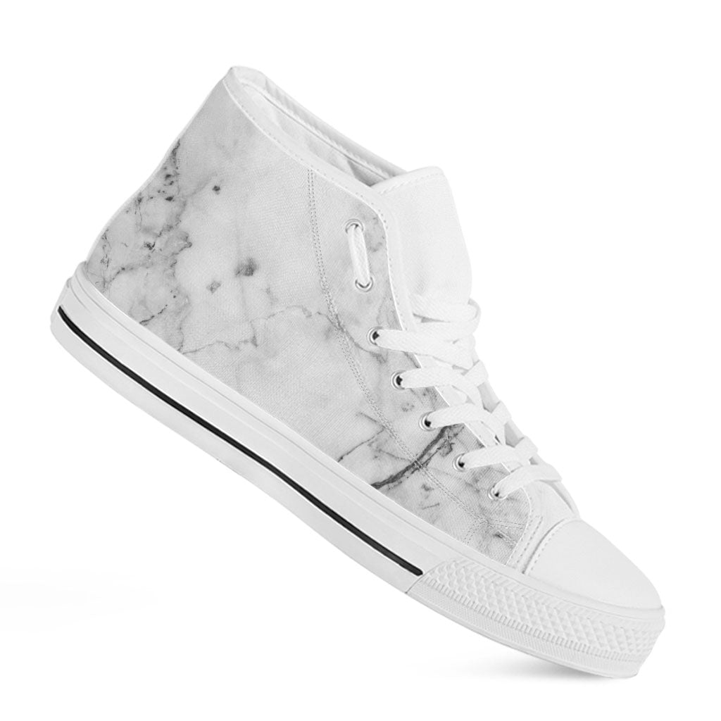 Grey Marble Stone Print White High Top Sneakers