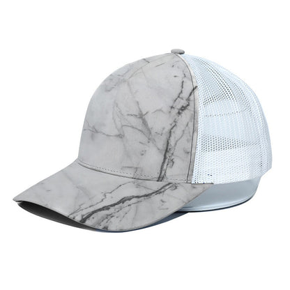 Grey Marble Stone Print White Mesh Trucker Cap