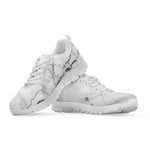 Grey Marble Stone Print White Running Shoes