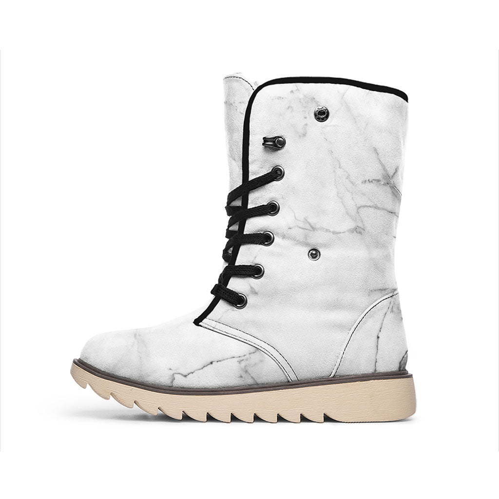 Grey Marble Stone Print Winter Boots