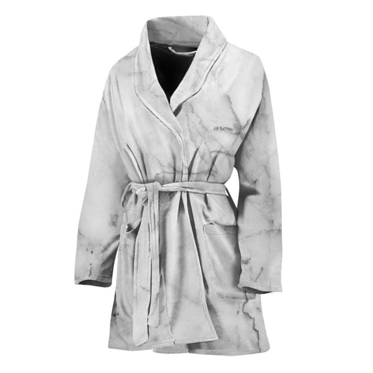 Grey Marble Stone Print Women's Bathrobe