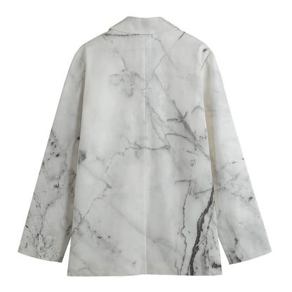 Grey Marble Stone Print Women's Blazer