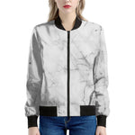 Grey Marble Stone Print Women's Bomber Jacket