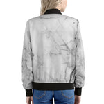 Grey Marble Stone Print Women's Bomber Jacket