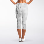 Grey Marble Stone Print Women's Capri Leggings