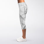 Grey Marble Stone Print Women's Capri Leggings