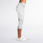 Grey Marble Stone Print Women's Capri Leggings
