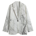 Grey Marble Stone Print Women's Cotton Blazer