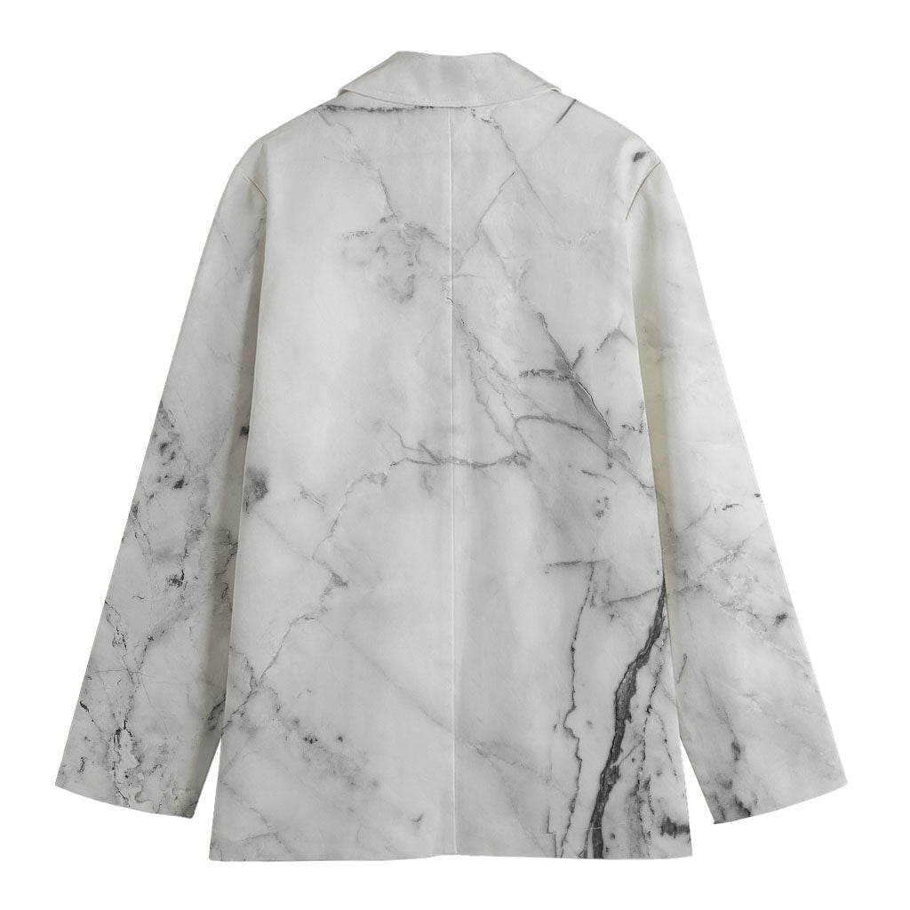Grey Marble Stone Print Women's Cotton Blazer