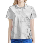 Grey Marble Stone Print Women's Polo Shirt