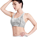 Grey Marble Stone Print Women's Sports Bra