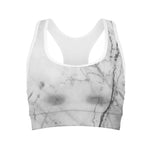Grey Marble Stone Print Women's Sports Bra
